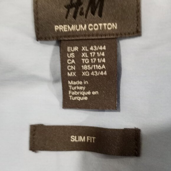 H&M PREMIUM COTTON LIGHT BLUE SHORT SLEEVE DRESS SHIRT SIZE XL - Picture 2 of 5